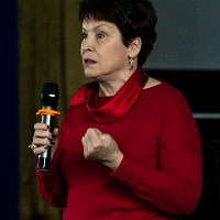 Елена Кожухова на показе фильма "Век радио" во ВГИКе, фотограф Елена Волче.